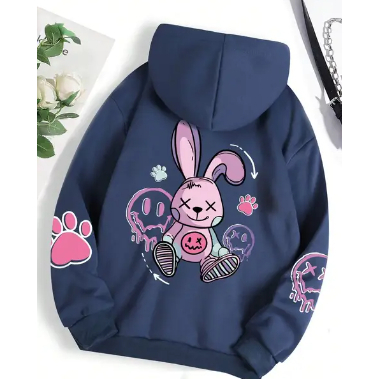 Moletom Canguru Estampado Coelho Cute Girls Streetwear