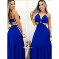 Vestido longo de argola decotado modelo alcinha