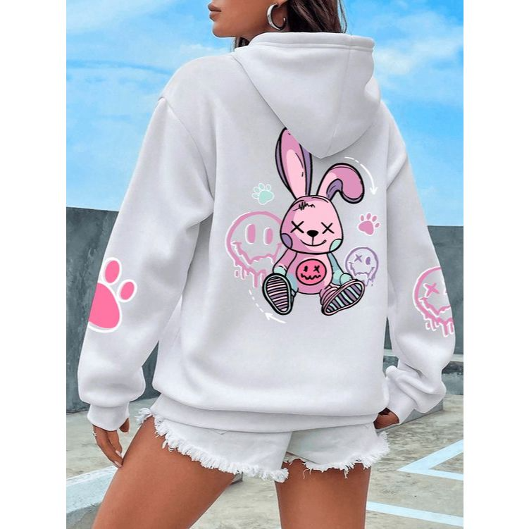 Moletom Canguru Estampado Coelho Cute Girls Streetwear