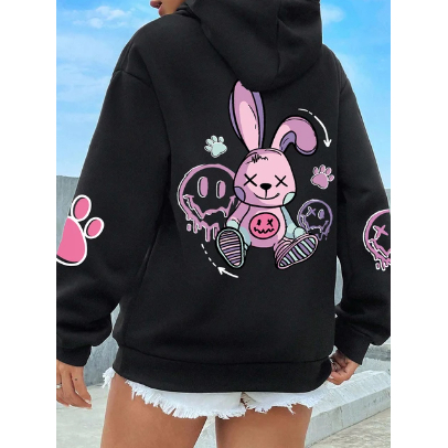 Moletom Canguru Estampado Coelho Cute Girls Streetwear