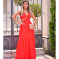 Vestido longo de argola decotado modelo alcinha